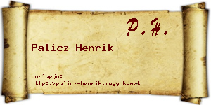 Palicz Henrik névjegykártya
